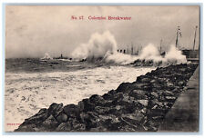 c1910 Sea Waves Colombo Breakwater Ceylon/Sri Lanka Unposted Postcard picture