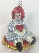 Raggedy Ann Ornament Kurt Adler Polonaise Blown Glass 1998 Red Heart Pillow Big picture