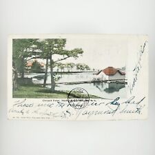 Chequit Point Shelter Island Heights Postcard c1903 New York Boat House A3205 picture