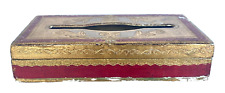 Vintage Florentine Tole Painted Wood Tissue Box/Holder - Italy - Red & Gold picture