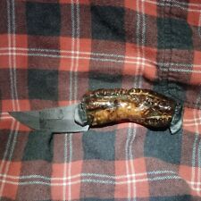 P.K, made in usa. Handmade Pinecone Resin Handle, Petrified Wood Guard/Hilt. picture