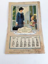 Met Life Insurance Vintage NURSE 1937 Calendar house call visiting NURSE History picture