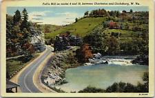 Postcard WV View of Fall's Mill Between Charleston & Clarksburg Trout Fishing A9 picture