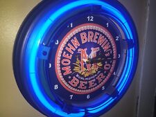 Moehn Brewing Burlington Iowa Beer Bar Man Cave Neon Advertising Wall Clock Sign picture