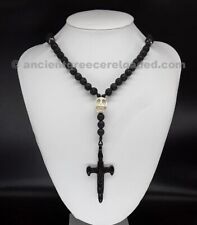 The Skull Cross Dark Lava Rosary, Stainless Steel black Skull Cross. picture