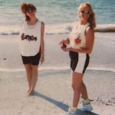 Vintage Polaroid Photo Ladies Beach Friends Found Snapshot Cute Shorts Fashion  picture