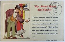 The Absent Minded Man’s Prayer Antique Postcard, Posted 1908 Byron, Illinois picture
