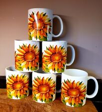 Vintage Royal Norfolk Greenbrier International Sunflower Coffee Mugs Set Of 6🌻. picture