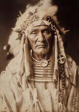 Vintage 1890 Photo reprint of Native American Crow Indian Tribe Chief Headdress picture