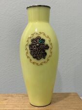 Vintage Possibly Antique Japanese Signed Ando Cloisonne Yellow Vase Applied Dec. picture