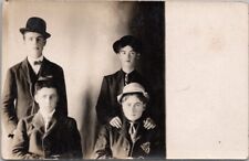 Vintage 1910s RPPC Real Photo Postcard Four Teenage Boys / Studio Portrait picture