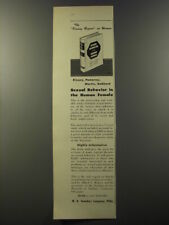 1953 W.B. Saunders Book Ad - Sexual Behavior in the human female picture