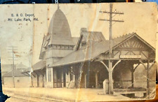 POSTCARD Of B. & O Depot, Mt Lake Park, Md Postmarked 1909 Made In Germany picture