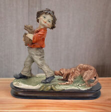 Vintage Giuseppe Armani Figurine Statue Boy And His Dogs Italy 9” picture