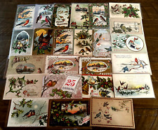 Lot of 25 Antique~CHRISTMAS & NEW YEAR  POSTCARDS with Birds-In Sleeves~h539 picture