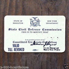 2 Original CIVIL DEFENSE HOME FRONT Commission Membership Card 1950s New York picture