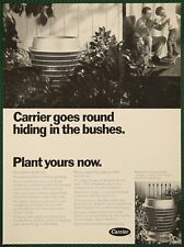 Carrier Central Air Conditioning Round Unit Hide in Bushes Vintage Print Ad 1969 picture