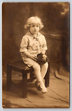 Original RPPC, Little Girl Studio Portrait, Antique, Vintage Photograph Postcard picture