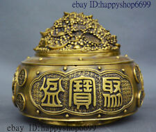 China Pure Brass Copper Feng shui Treasure Bowl Wealth Yuanbao Money Coin Statue picture