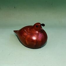 Vintage John Bennett Hand Carved  Redwood Quail Bird Laying Sculpture, Signed picture