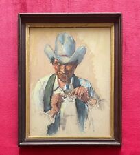 COWBOY ROLLING CIGARETTE by HARRY BROWN BAKER WESTERN ARTIST - LISTED ARTIST picture