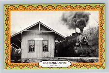 Historic 1871 Dushore Railroad Depot, Steam Engine Vintage Pennsylvania Postcard picture