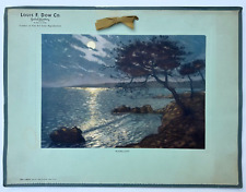 Moonlight, Vintage Louis F. Dow Co. Calendar Print, Moonlit Ocean Coastline picture