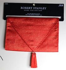 Robert Stanley Faux Silk Table Runner +Tassels-Sparkly Flame Red-72