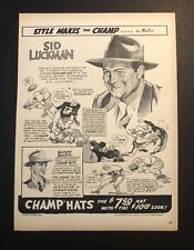 1940’s Chicago Bears Football Quarterback Sid Luckman Champ Hat Magazine Ad picture