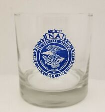  VINTAGE FBI NATIONAL ACADEMY (NA) BLUE EMBLEM WHISKEY ROCKS COCKTAIL GLASS F33 picture