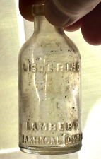 Vintage Listerine Lambert Pharmacal Company Embossed Glass Bottle Cork Top picture