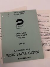 1952 Headquarters Second Army MIP Work Simplification Manual Sheets picture