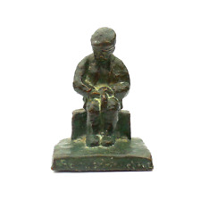 Vintage French Art Deco BRONZE FIGURINE of a Seated Man SIGNED M. Moreen c1940 picture
