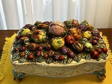 Capodimonte Porcelain Huge Footed JEWELRY Chest Trinket BOX Hinged Lid 1535/353 picture
