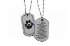 K-9 Paw - K-9 Prayer Brushed Steel Dog Tag Police Dog Support Thin Blue Line Tag picture