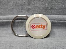 Vintage Getty Oil Circular Keychain, 1.25'' Diameter, Beige/White Hazleton PA picture