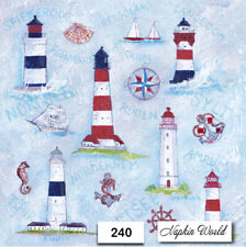 (240) TWO Individual Paper LUNCHEON Decoupage Napkins - LIGHTHOUSE BEACH OCEAN picture