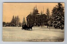 Rochester MN-Minnesota, Court House in Winter, Antique Vintage Souvenir Postcard picture