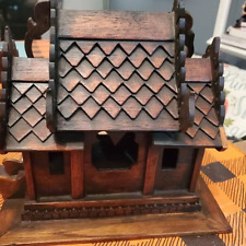 Thai Spirit House Hand Carved Traditional Teak Wood Buddhist Temple Sculpture picture