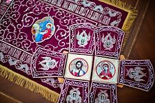 Chalice covers set burgundy, Nativity Icon, Christ, Theotokos picture