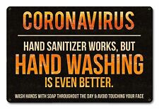 HAND WASHING IS EVEN BETTER TO KILL VIRUS HEAVY DUTY USA MADE METAL SIGN picture