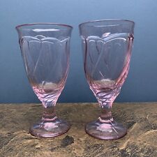 Set of 2 Vintage Pink Noritake Sweet Swirl Crystal Goblets/Glasses EUC 7-3/8