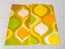 Vtg Cannon Monticello Retro Swirls Yellow Green Standard Pillowcase Set Of 2 picture