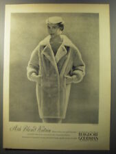 1953 Bergdorf Goodman Fur Overcoat Ad - Ash Blond Nutria picture