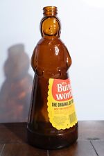 Vintage Mrs. Butterworth's Amber Glass 36oz Syrup Bottle w Crooked Label. NO CAP picture