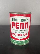NOS Rare Shamrock Penn 1 Qt Full Metal Motor Oil Can picture