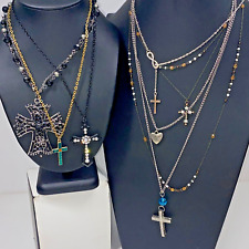 Lot Of Fashion Jewelry Multicolor Religious Christian Cross Pendant Necklaces picture