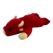 Vtg Ty Beanie Buddies Snort Red Bull Horns Lays Flat 1995 No Paper Tag 14 Inch picture