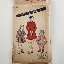 Butterick 3554 Vintage Sewing Pattern 1940's Girls Coat Hat & Leggings Size 4 picture