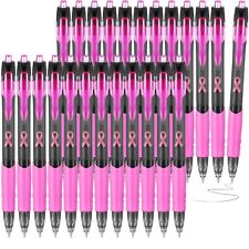 Yeaqee 24 Pieces Breast Cancer Awareness Retractable Pink Pens Pink Ribbon Ba... picture